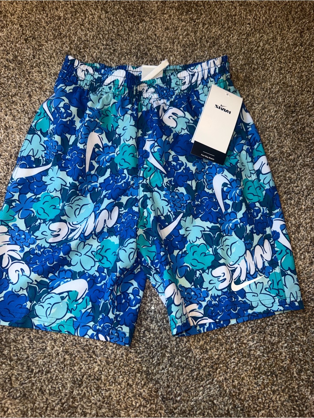 Nike Boys' Breaker Floral All-Over Print Volley Swim Shorts Size Small 8-9